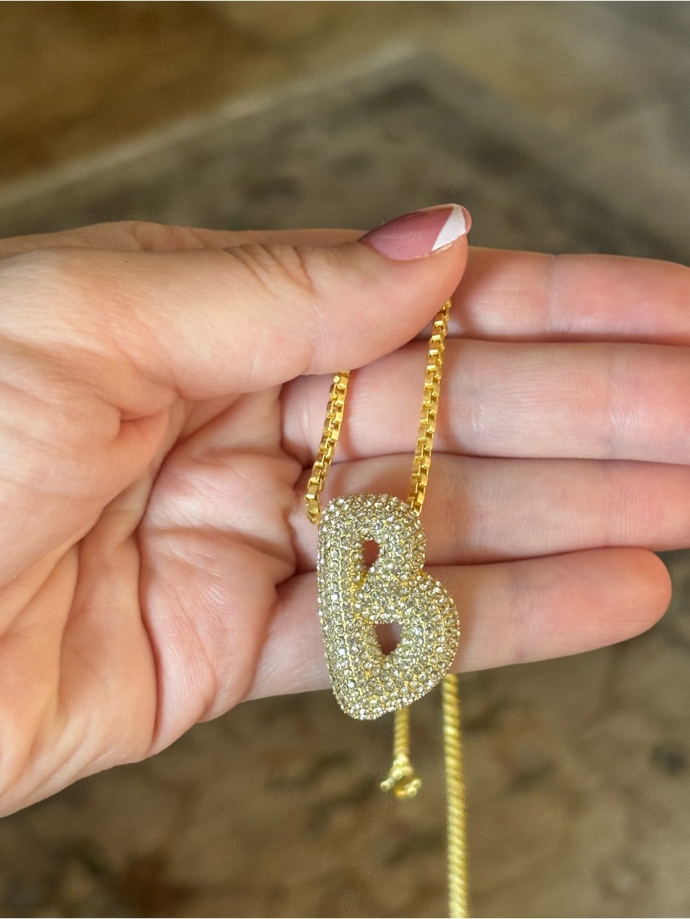 Authentic BAUBLEBAR Gold Bubble Initial 'B' Pendant Necklace with Crystal Pavé